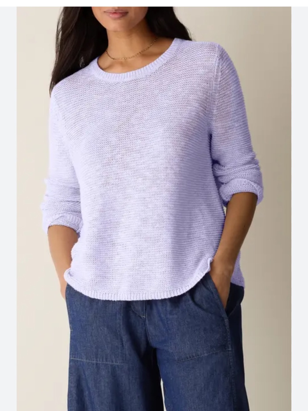 eileen fisher Organic Linen Top Small medium White Knit Runs Big E6